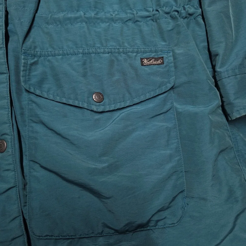 Woolrich Vintage Teal Blue Plaid Flannel Lined Hooded Parka Jacket Large